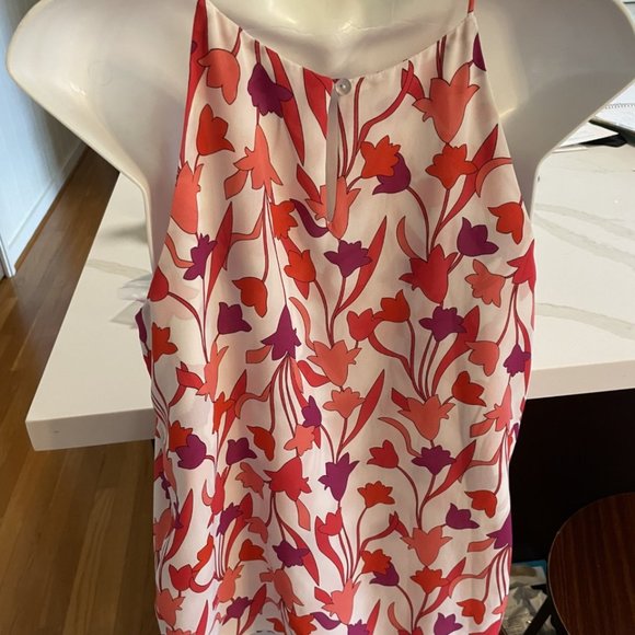 Pink and red floral camisole top lined - size Small - Picture 2 of 2